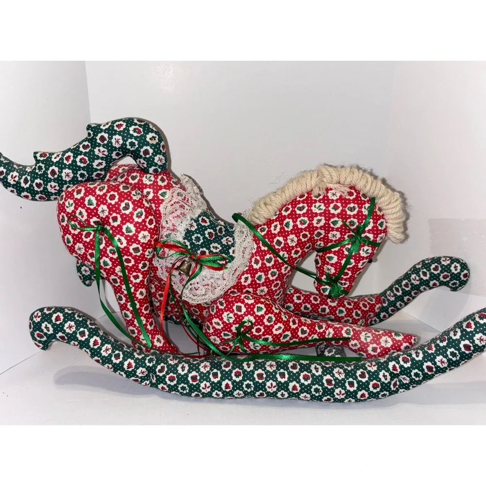 Vintage Quilted Christmas Rocking Horse 12